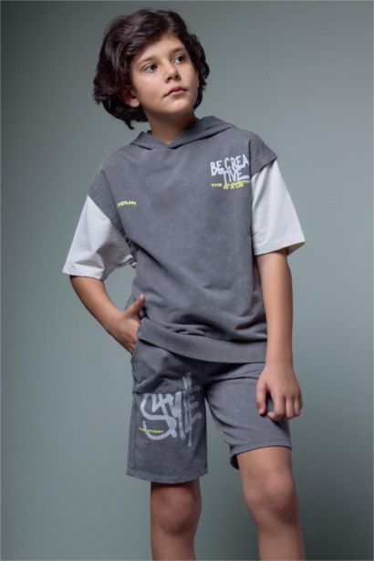 Oversıze Baskılı Sweatshirt Kumaş Tişört