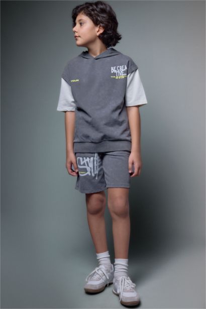 Oversıze Baskılı Sweatshirt Kumaş Tişört