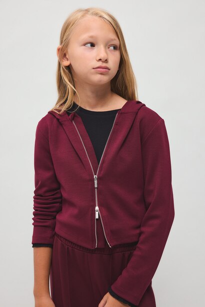 Girl Modal Long Sleeve Zip-Up Cardigan