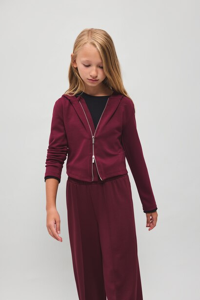 Girl Modal Long Sleeve Zip-Up Cardigan