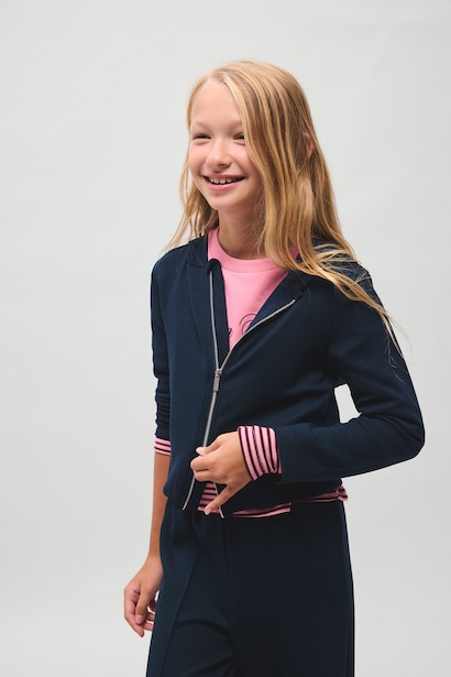 Girl Modal Long Sleeve Zip-Up Cardigan