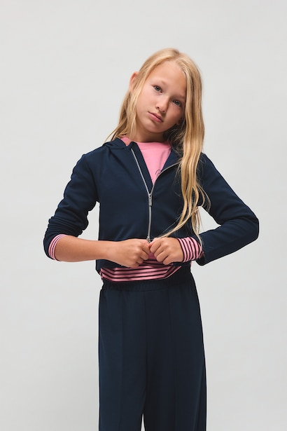 Girl Modal Long Sleeve Zip-Up Cardigan