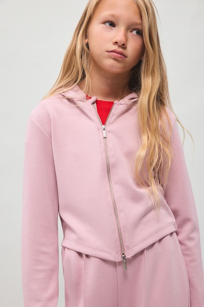 Girl Modal Long Sleeve Zip-Up Cardigan