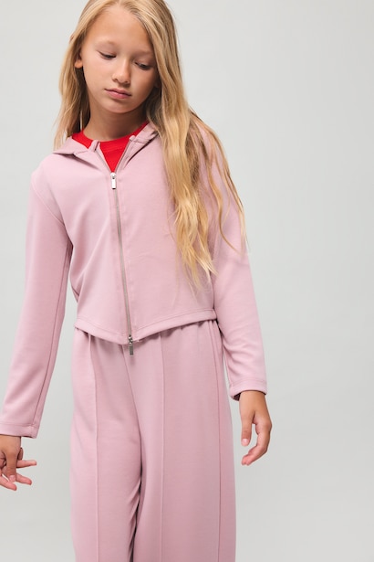 Girl Modal Long Sleeve Zip-Up Cardigan