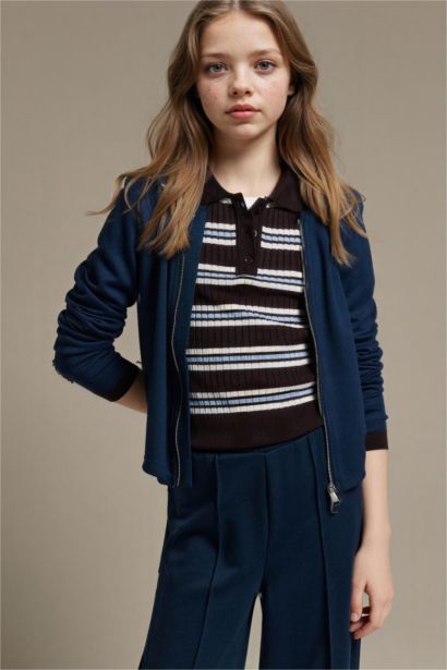 Girl Zipped Modal Zip Up Sweatshirt