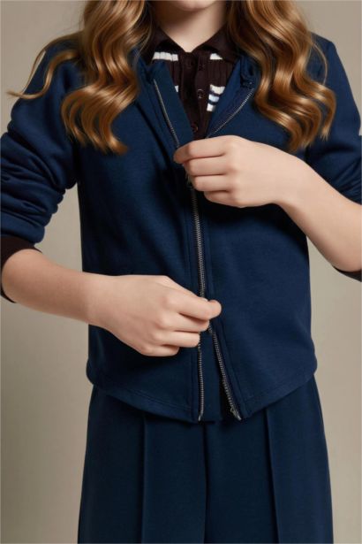 Girl Zipped Modal Zip Up Sweatshirt