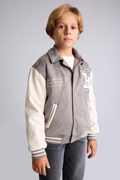 Boy Embroidered Taffeta Jacket