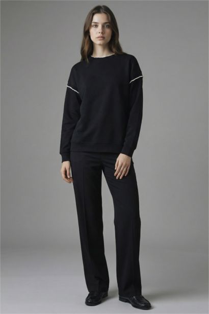 Straight Fit Crepe Trousers