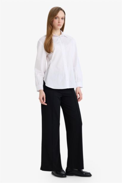 Straight Fit Crepe Trousers