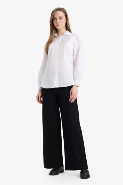 Straight Fit Crepe Trousers