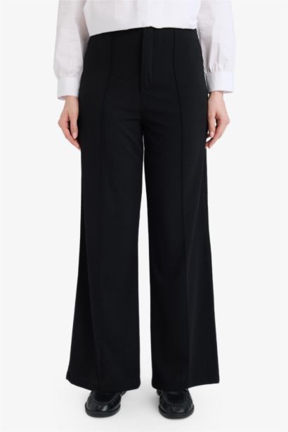 Straight Fit Crepe Trousers