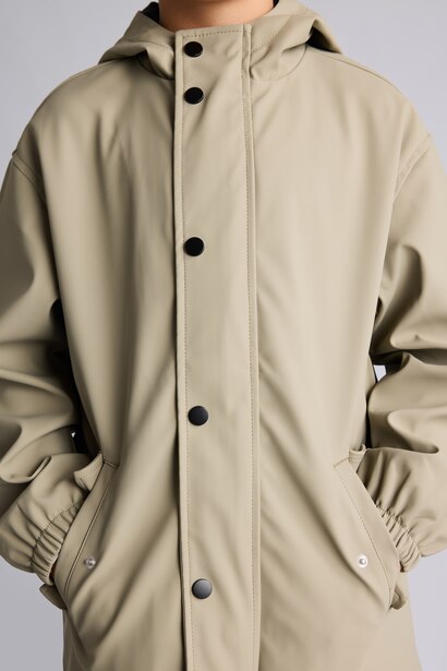 Boy Windproof with Pockets Buttoned Hooded Raincoat