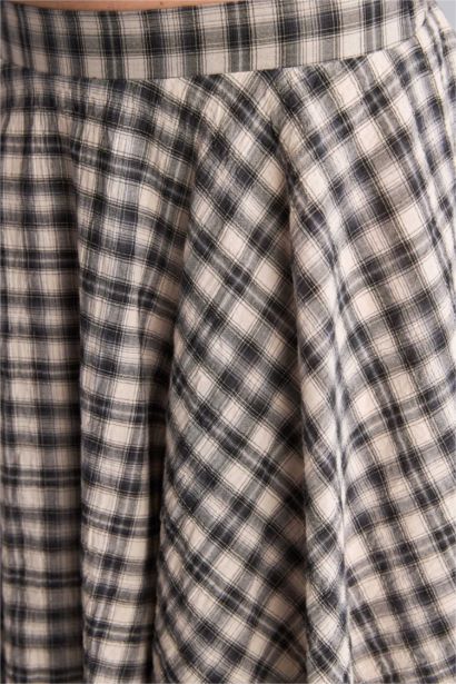 Jupe midi en coton à carreaux asymétriques taille normale