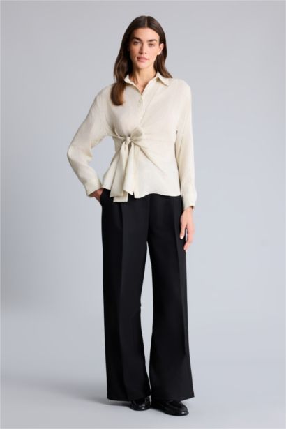 Oversıze Çizgili Tencel Gömlek