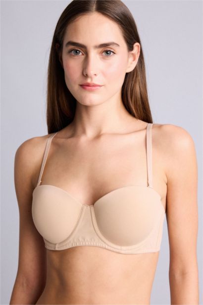 Micro Covered Padded Underwired Strapless Bra