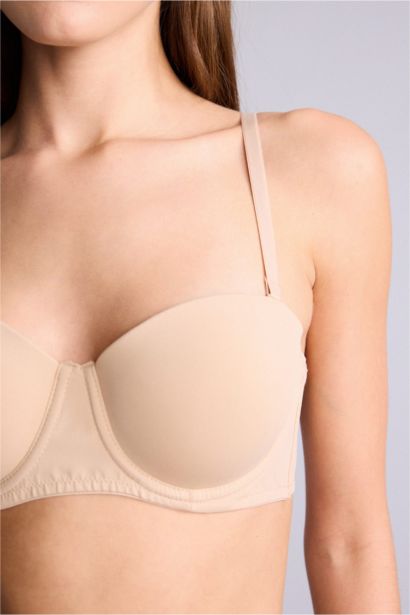Micro Covered Padded Underwired Strapless Bra