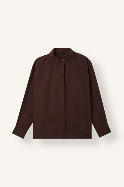 %100 Pamuk Oversize Uzun kollu Poplin Gömlek