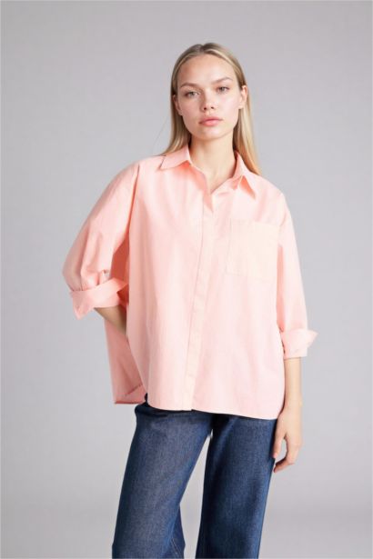 قميص ردن طويل بوبلين اوفر سايز