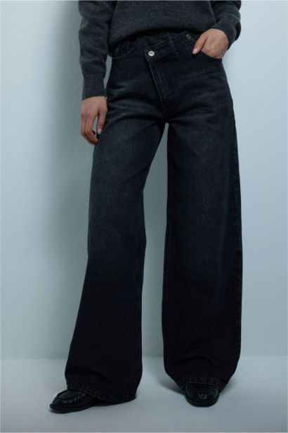 %100 Pamuk Wıde Leg Jean Pantolon