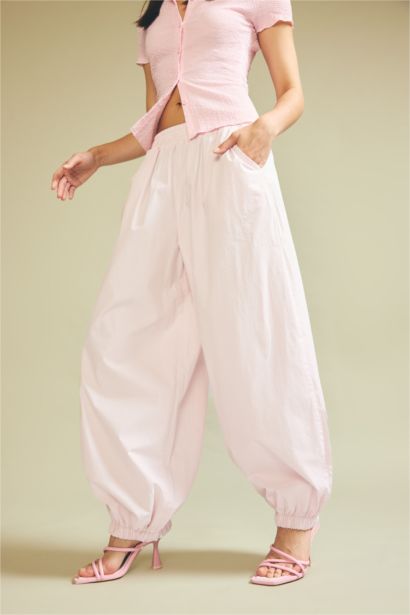 %100 Pamuk Balloon Fıt Normal Bel Poplin Pantolon