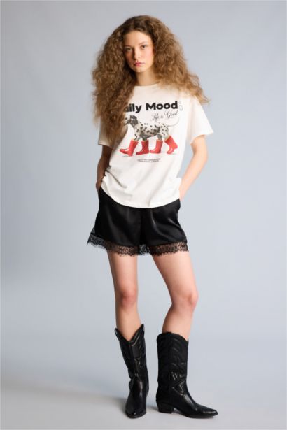 Satin Normal Waist Shorts