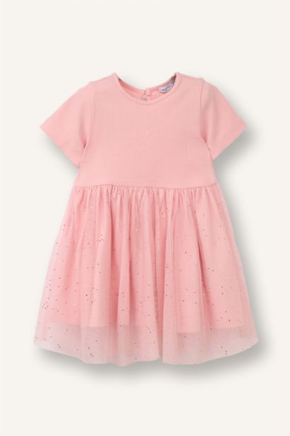 Baby Girl Glittery Ribbed Tulle Dress