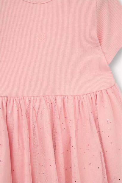 Baby Girl Glittery Ribbed Tulle Dress