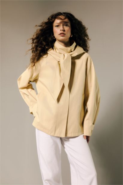 Regular Fıt Kapüşonlu Pamuklu Trençkot