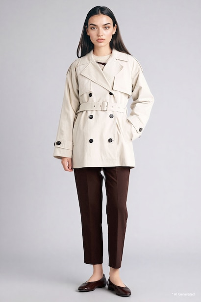 Regular Fıt Twill Trençkot