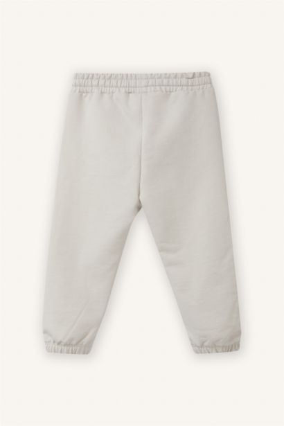 Baggy Fit Slogan Elastic Band Trousers