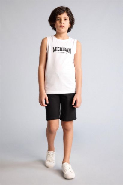 Boy Crew Neck Slogan Print Tank Top