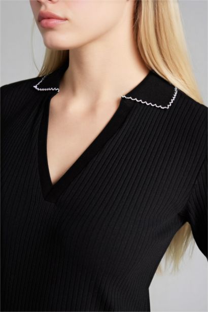 Футболка поло кашкорсе Slim Fit в рубчик с коротким рукавом