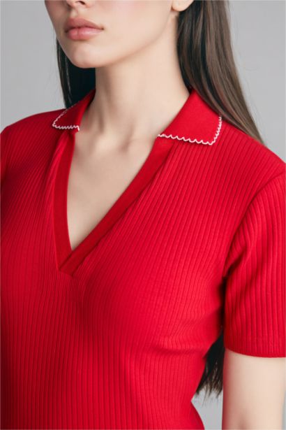 Футболка поло кашкорсе Slim Fit в рубчик с коротким рукавом