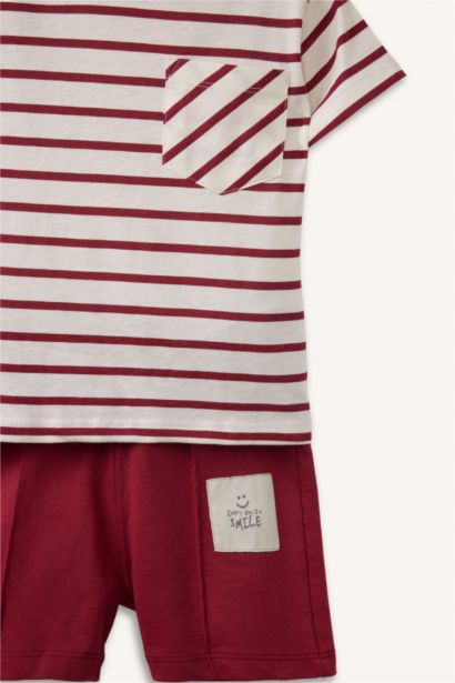 Çizgili Tişört Şort 2'li Takım Erkek Bebek