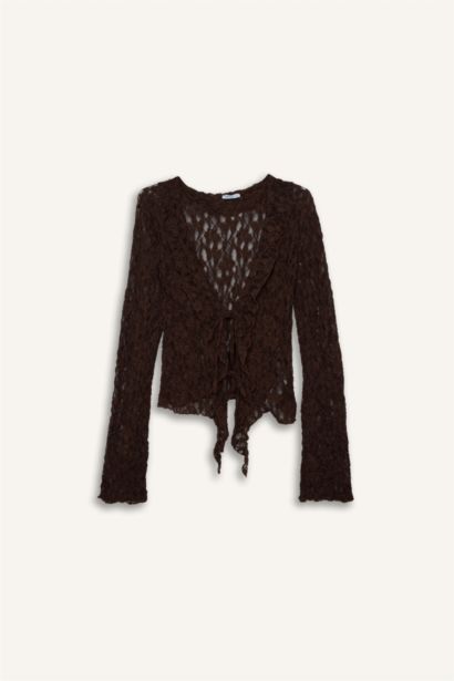 Fıtted Dantel Uzun Kollu Bluz