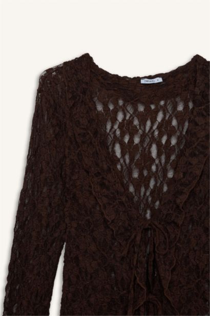 Fıtted Dantel Uzun Kollu Bluz