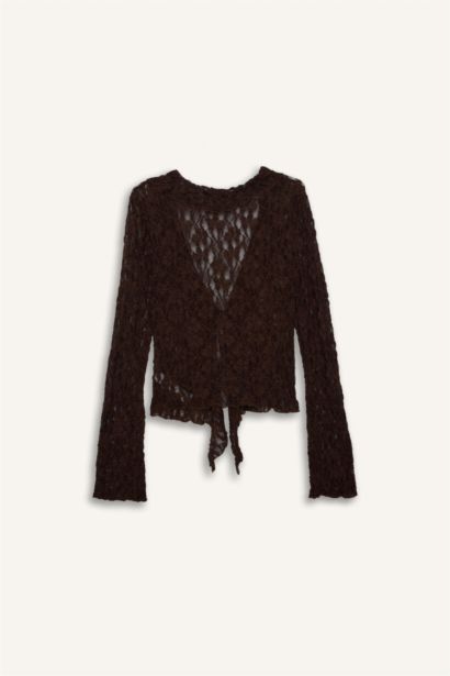 Fıtted Dantel Uzun Kollu Bluz