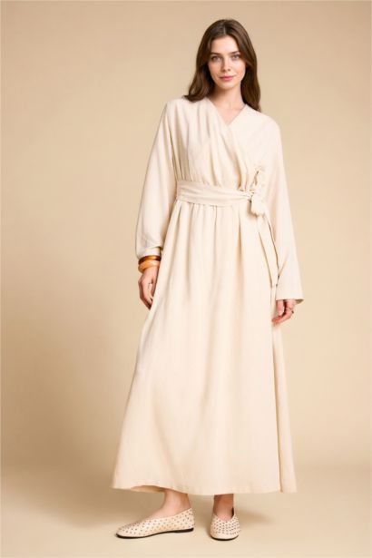 Зығыр аралас белдікті макси көйлек