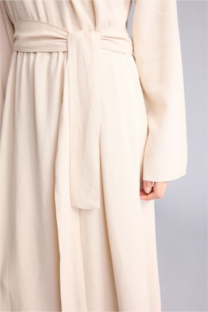 V-Neck Linen Blended Dress