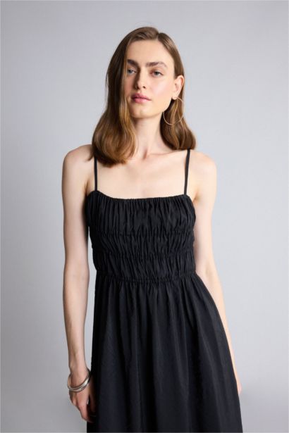 A-Line Square Neck Modal Midi Dress
