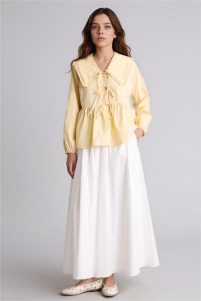 A Cut Poplin Skirt