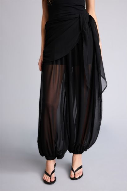 بنطرون شيفون بالون فيت وخصر عادي