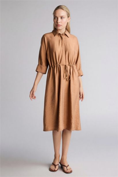 Regular Fıt Gömlek Yaka Yarım Kol Elbise