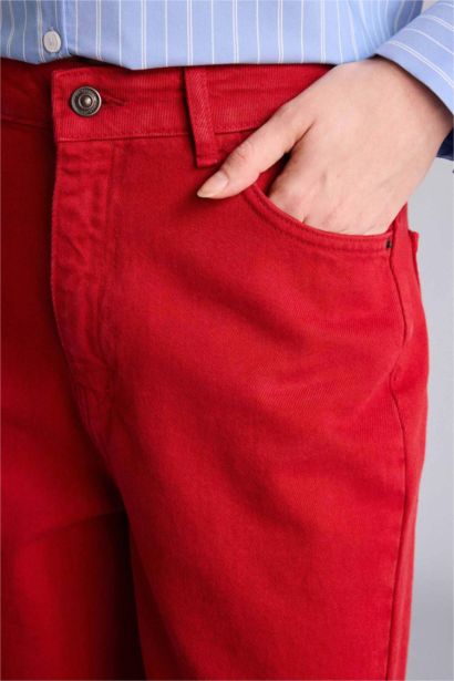 %100 Pamuk Baggy Fıt Normal Bel Gabardin Pantolon