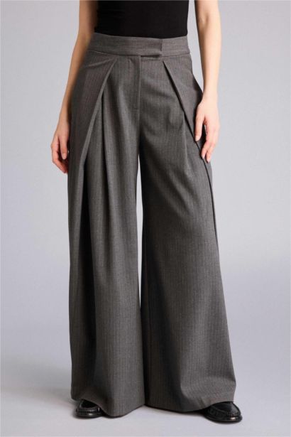 بنطرون جينز وايد ليج برجل واسع وخصر عالي