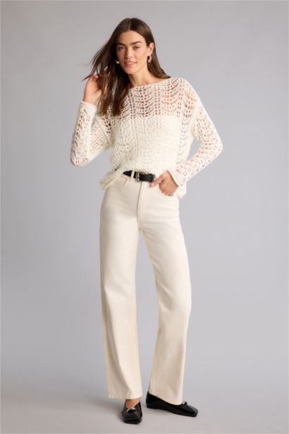 Straight Fit Regular Hem Gabardine Trousers