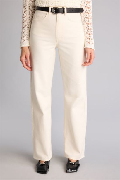 Straight Fit Regular Hem Gabardine Trousers