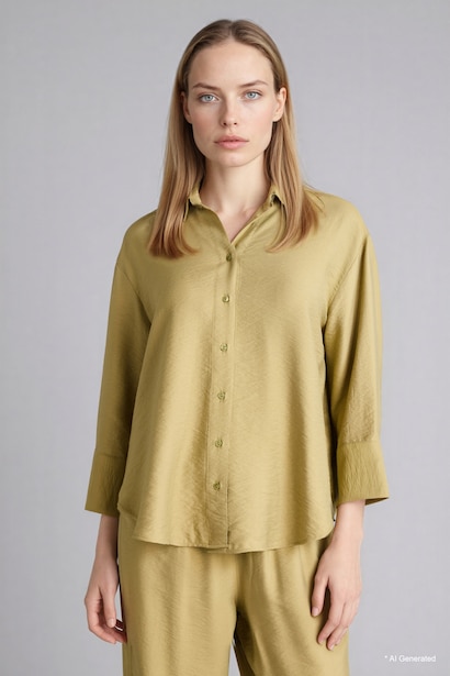 Regular Fit Shirt Collar Long Sleeve Shirt