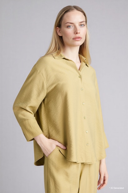 Regular Fit Shirt Collar Long Sleeve Shirt