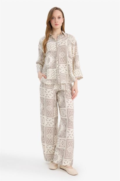 Printed Regular Hem Trousers